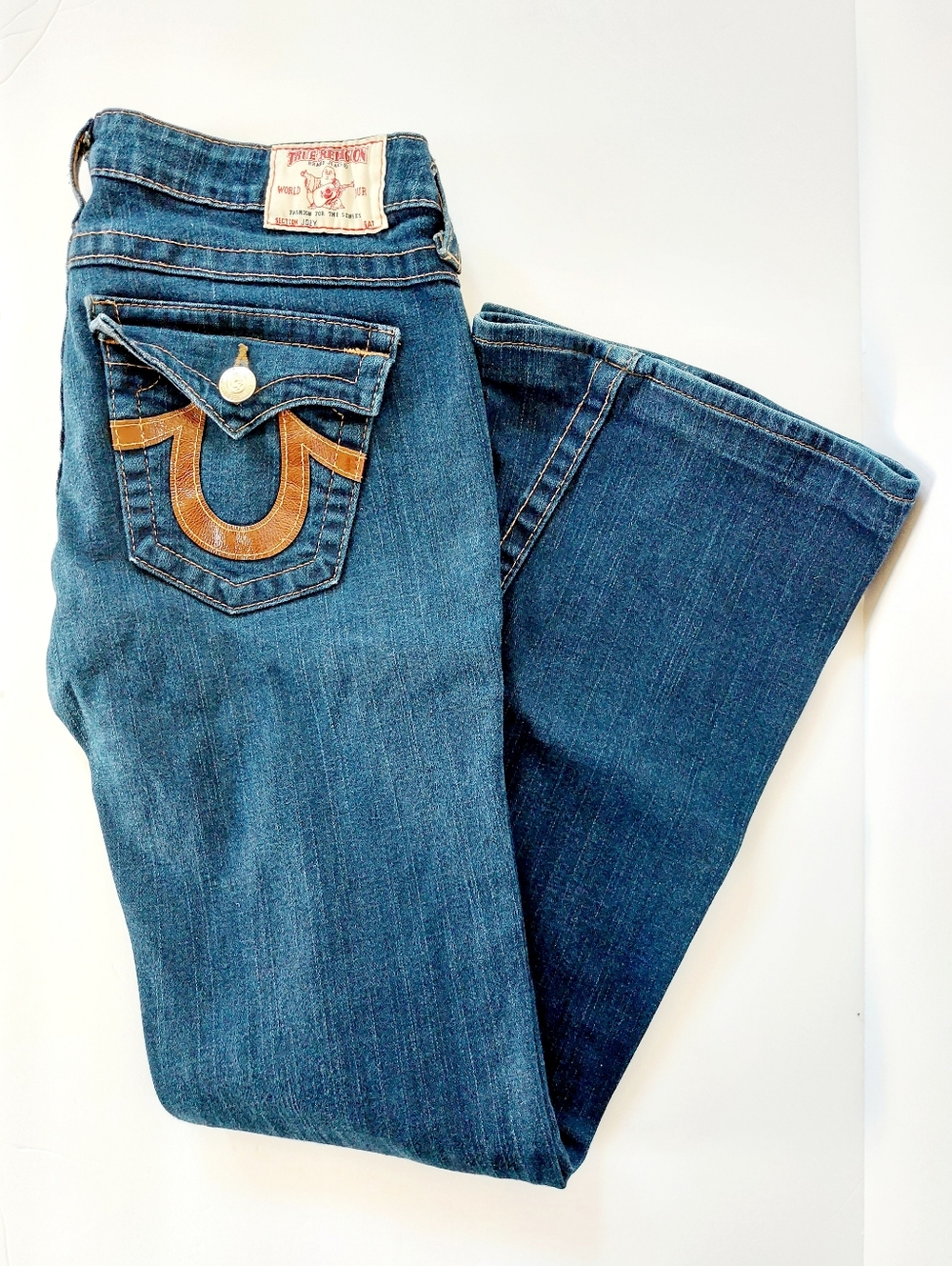 True Religion Joey Flare Jeans 29 Womens Denim Twisted Inseam Dark Wash - Picture 2 of 9